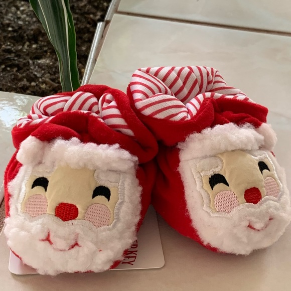 BABY DEER CHRISTMAS SANTA CLAUS BOOTIES WITH RATTLES NEW WITH TAG - Picture 1 of 8